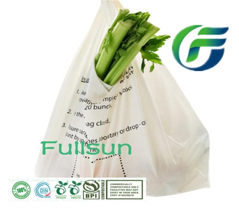 Biodegradable Retail Food Packaging Bagtote Compostable Supermarket Promotional Handle Plastic Bag