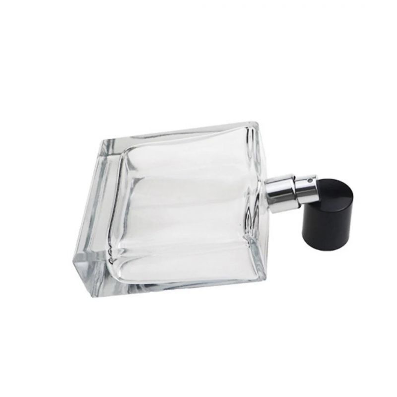 100ml Flat Square Glass Perfume Bottle with Metal Spray Head