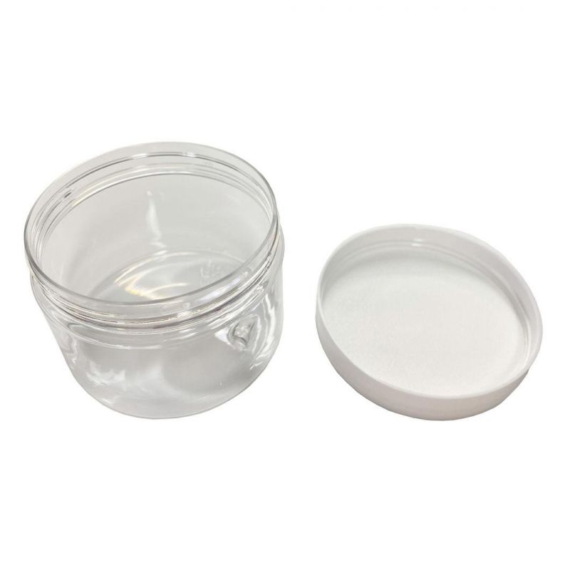 Clear Pots Cosmetic Body Scrub Container Empty Pet Plastic Jars with Aluminum Lids