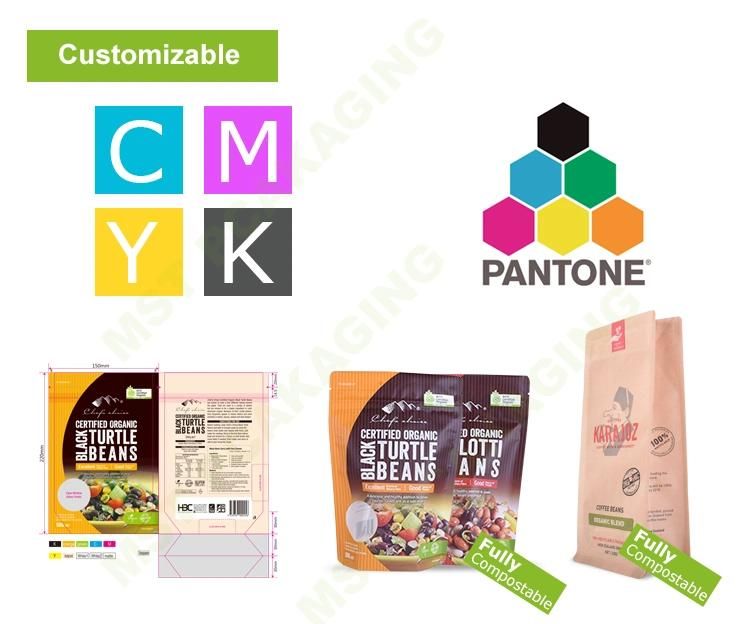 PLA Kraft Paper Bags Coffee Packaging Block Pouches
