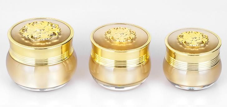 Latest Design Skincare Packaging 20g Luxury Gold Acrylic Plasic Jar for Beauty Product Cosmetic Packaging