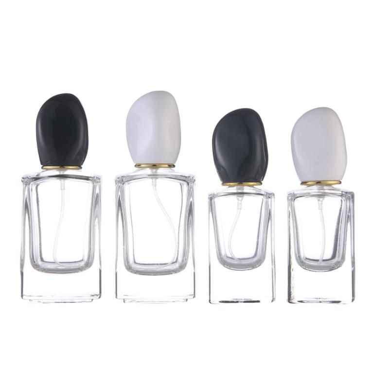 Manufacturer Custom Black White Clear Refillable Perfume Bottles Wholesale 30ml 50 Ml Perfume Glass Bottle with Cap Fragrance Bottle