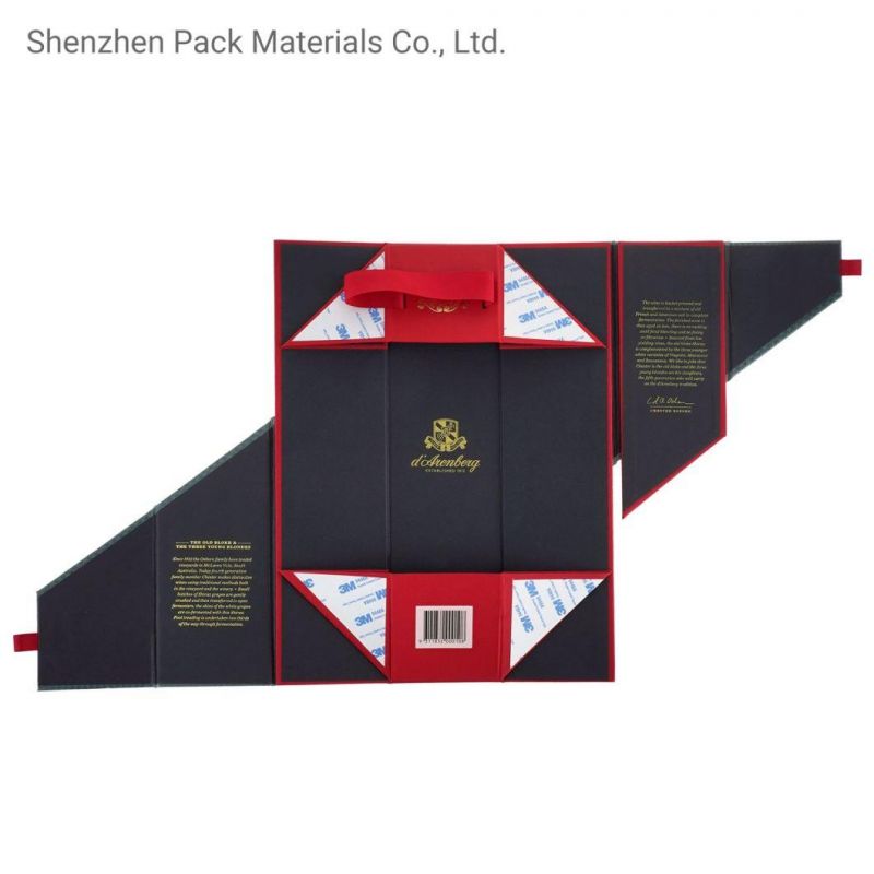 High-End Folding Magnetic Logo Custom Packaging Red White Grape Wine Hardness Gift High Quality Box