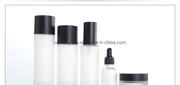 China Supply 80ml Lotion Glass Bottle with Black Caps