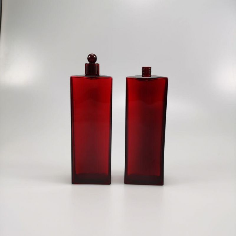 150ml Square Red PETG Cosmetic Water Bottle Toner Bottle Essence Bottle Serum Bottle Moisturizer Bottle with Screw Cap