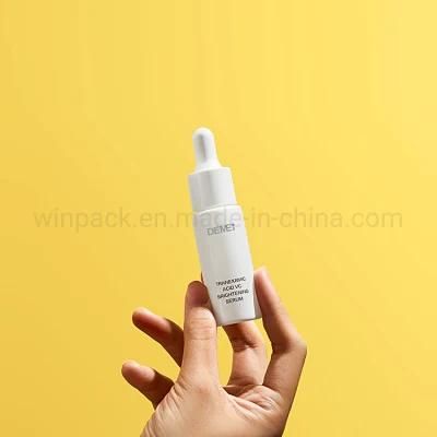 10ml 20ml Round Shape White Color Lipgloss Tube with Plastic Dropper for Essential Oil Container