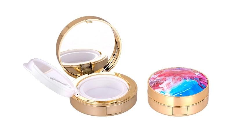 15g Luxury Looking Round Gold Air Cushion Bb Foundation Case with Mirror 15g Empty Bb Cream Cushion Liquid Foundation Container