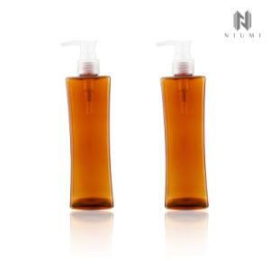 Amber Shaped 300ml Pet Lotion Bottle for Cosmetic Packaging Shampoo Bottle