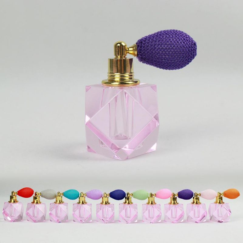 High End Pink Crystal Perfume Bottle 3ml Luxury Diamond Cut Perfume Spray Bottle