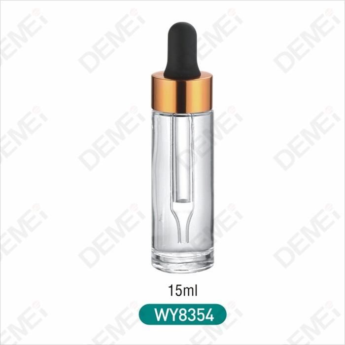 30ml Cosmetic Packaging Slim Straight Round Glass Dropper Bottles with 18mm Silver Aluminum Ruber Pipette Dropper with Outer Cap