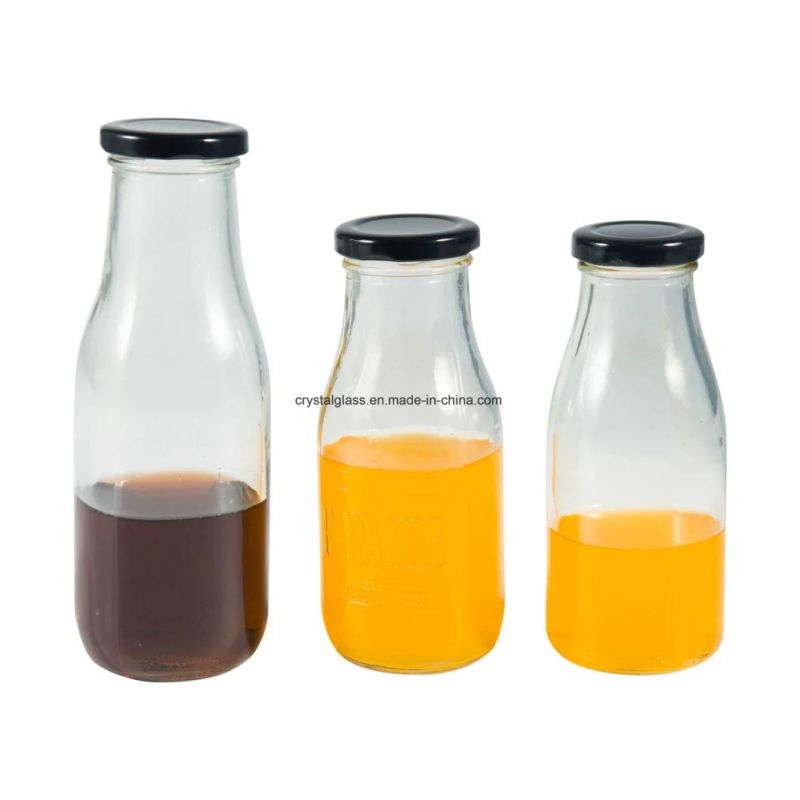 200ml/250ml 300ml 500ml 1L Milk Glass Bottle Mini Glass Milk Bottle with Cap Wholesale