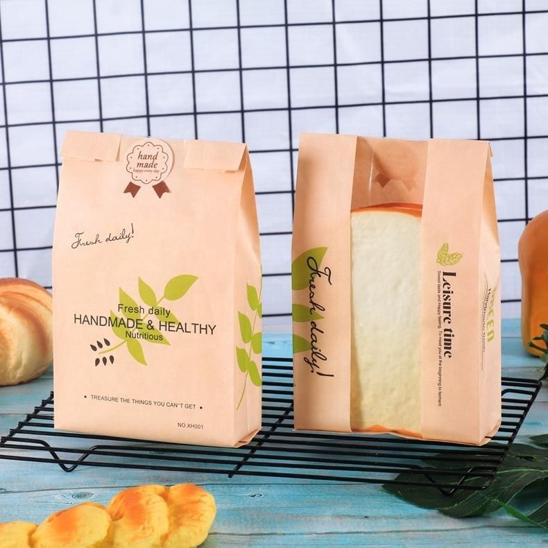 Brown Kraft Bread Packaging Paper Bags for Bakery with Window