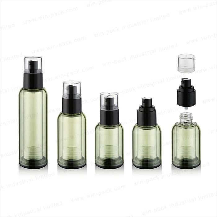 Win-Pack Transparent Green Color Airless Lotion Pump Bottle with Double Wall