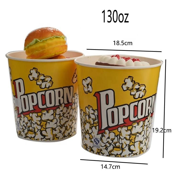 Custom 46oz Popcorn Cup with Dome Lid Paper Bucket