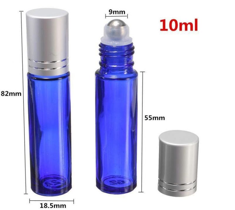 Blue Essential Oil Roller Glass Bottles 10ml Smooth Roll with Metal Ball