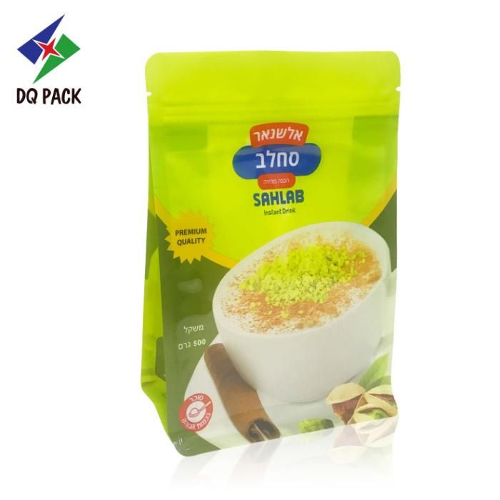 Food Grade Coffee Powder Packaging Quad Seal Flat Bottom Pouch with Zipper