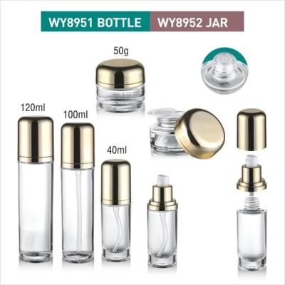 New Design Transparent 40ml 100ml 120ml Clear Luxury Round Lotion Bottle with Shiny Cap