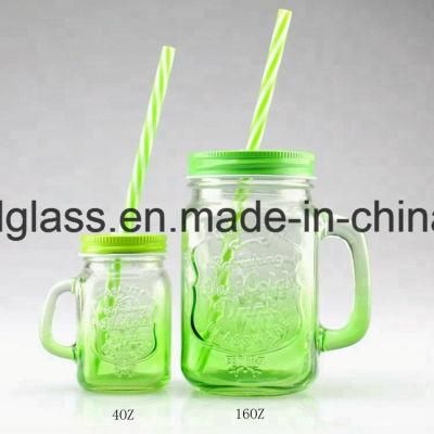 Cheap OEM Design Glass Mason Jar with Straw Free Sample