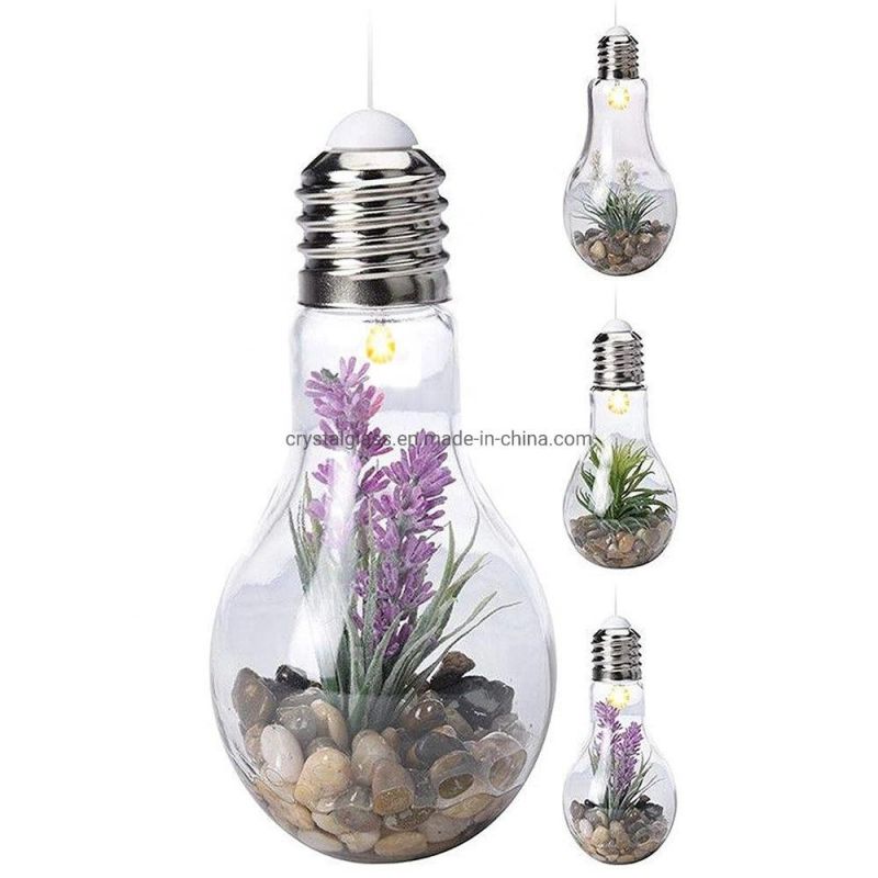 Empty 100ml 250ml 400ml 500ml Transparent Glass Light Bulb Soft Drink Bottle with Lids for Bar