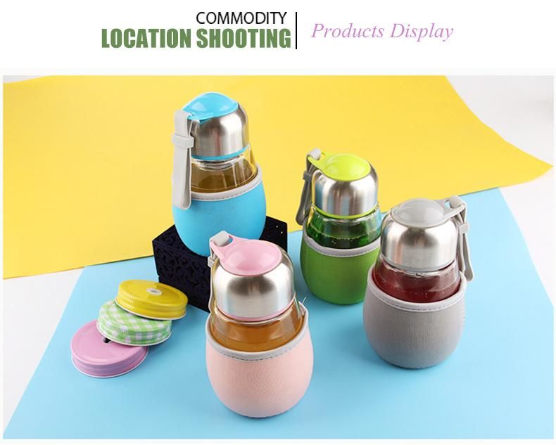 400ml Heat Resisting Travel Portable Glass Water Bottle