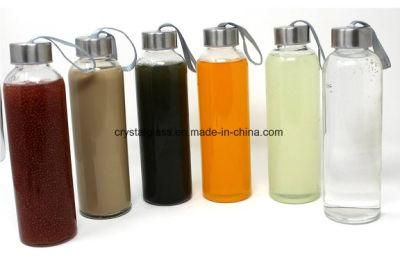 Customized BPA Free Lemon Juicer Water Glass Bottle with Bamboo Lid