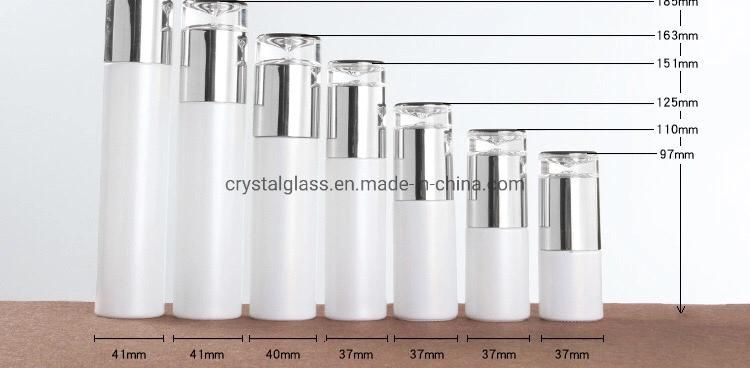 Pearl White Empty Lotion Bottles in Bulk with Silver Pump