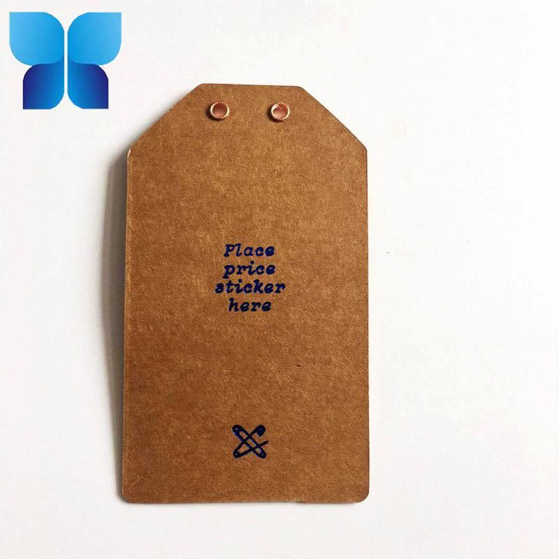 China Rectangle Printing Kraft Paper Hangtag String Loop for Garment Label