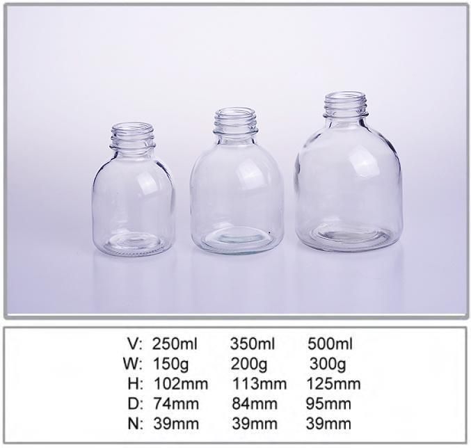 350ml 500ml Round Light Bulb Shape Beverage Glass Bottle with Lid