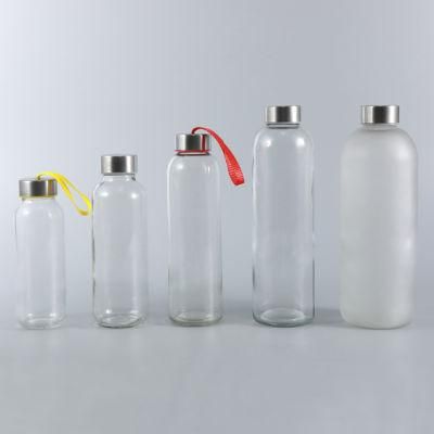 300ml Glass Water Beverage Bottle with Stainless Steel Cap