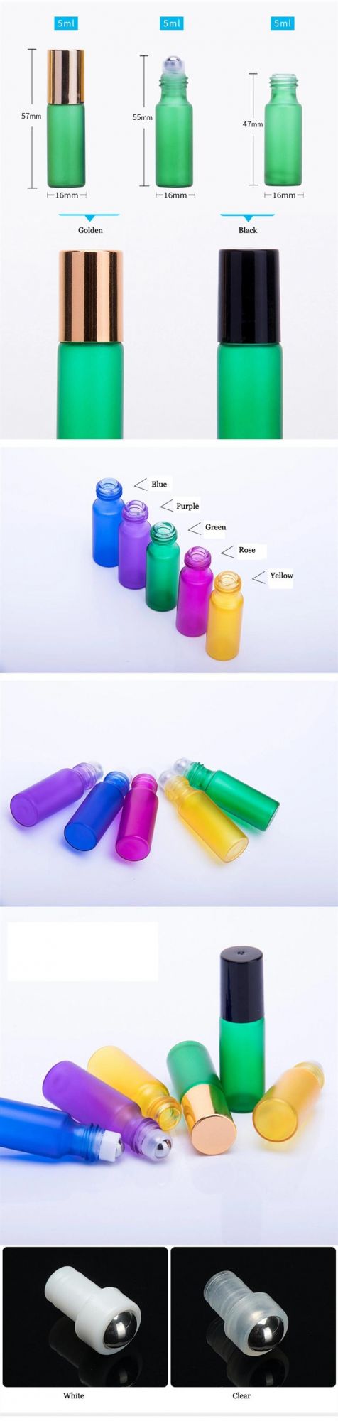 Frosted Glass Roll on Bottle Essential Oil Bottle Roller Ball Bottle