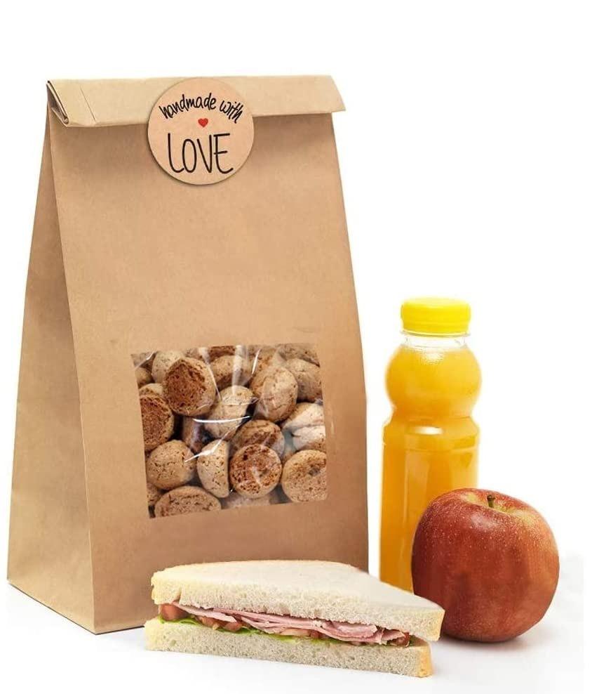 Food Packaging Brown Kraft Tin Tie Paper Bag with Window