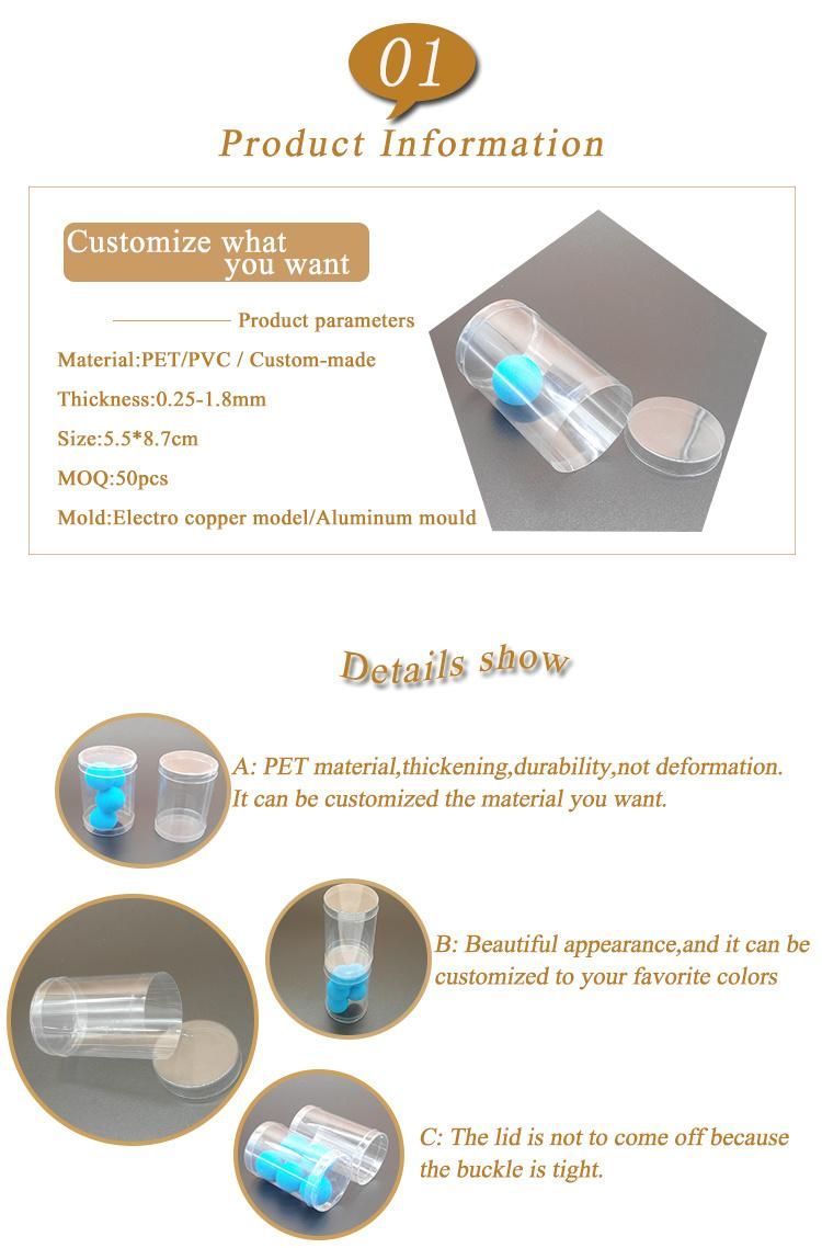 Custom Printing Clear PVC Pet Plastic Cylinder Tube Box