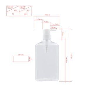 1000ml Square Transparent Clear Shower Gel Lotion Shampoo Bottles