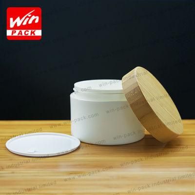 Bamboo Cap Custom Printed Cosmetic PP Plastic Cream Jar for High Quality