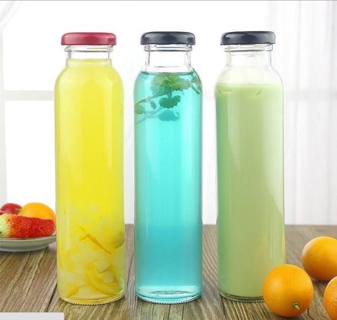 350ml Cold Tea Glass Juice Beverage Bottle Milk Tea Bottle Enzyme Bottle with Lid