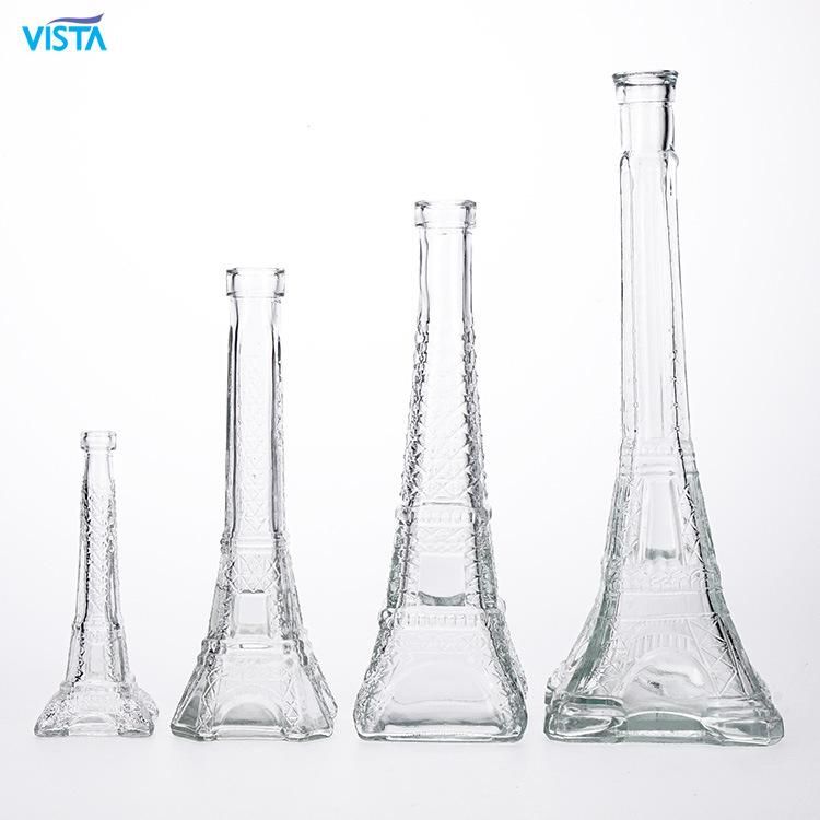 Vista New Design Customized Shape Eiffel Tower 500ml Super Flint Spirit Liquor Whisky Rum Vodka Gin Brandy Tequila Glass Bottle