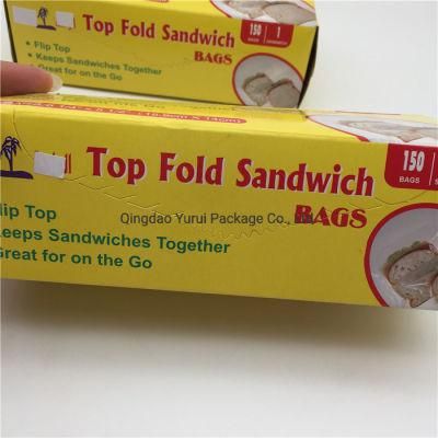 Fold Top Sandwich PE Food Storage Sandwich Bag in Color Box Leak Proof Freezer Food Packing Storage Poly Bag