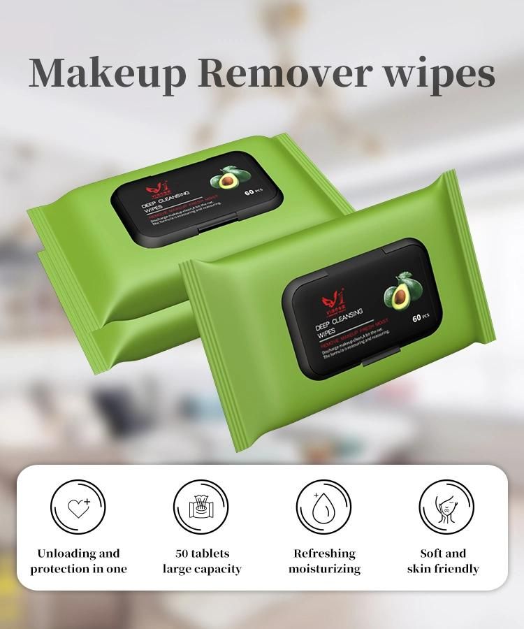 Ladies Makeup Remover Wipes 100% Biodegradable Avocado Essence Wipes