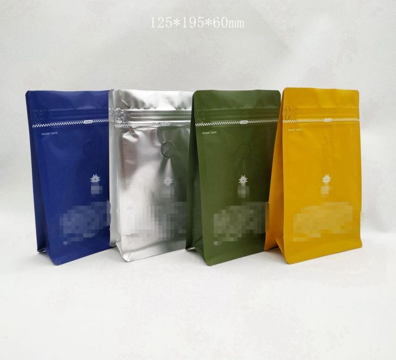 350g Shiny Packaging Pouch Custom Food Plastic Bag Side Gusset Coffee Bag with Valve