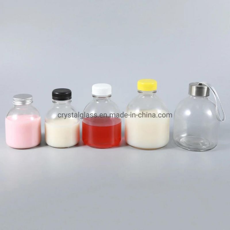 250ml 350ml 500ml Glass Beverage Bottle Large Capacity Carbonate Juice Cup Enzyme Glass Bottle with Stainless Steel Lid