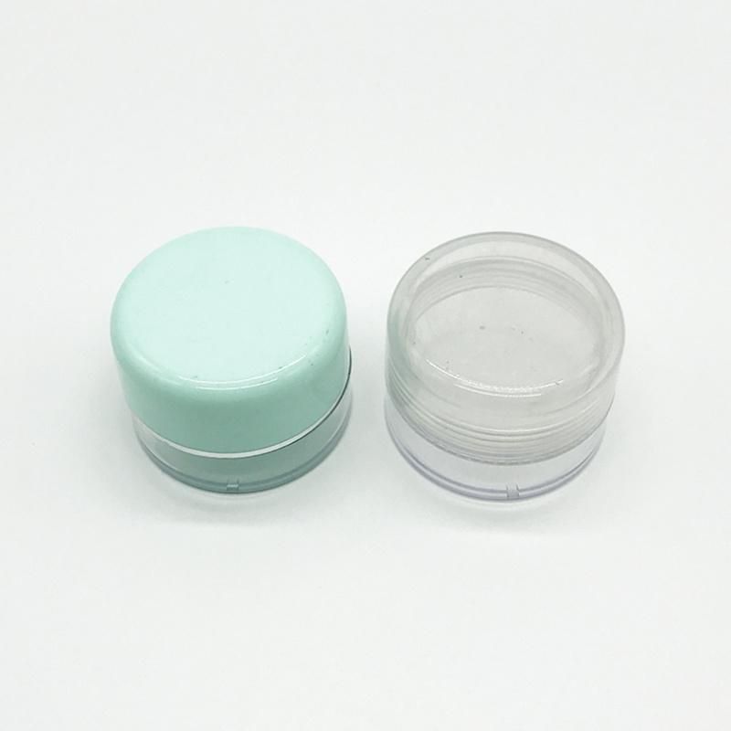 Empty Round Green Plastic Loose Powder Jar with Sifter Customized Clear Makeup Powder Container