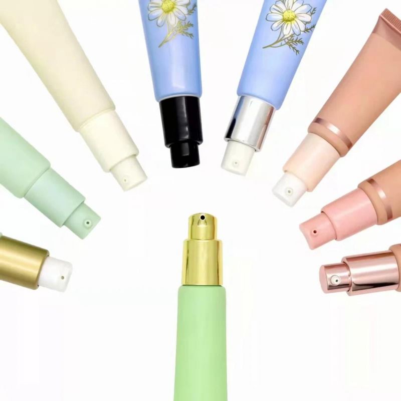 Plastic Makeup Facial Foundation Cosmetic Aluminum Soft Touch Tube with Acrylic Cover for Hand Cream