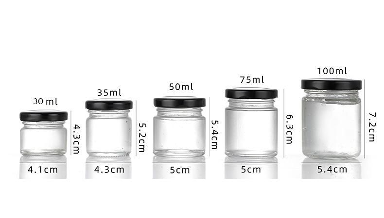 Customize Label Mini Small Round Honey Glass Jar 30ml 25ml with Metal Lid