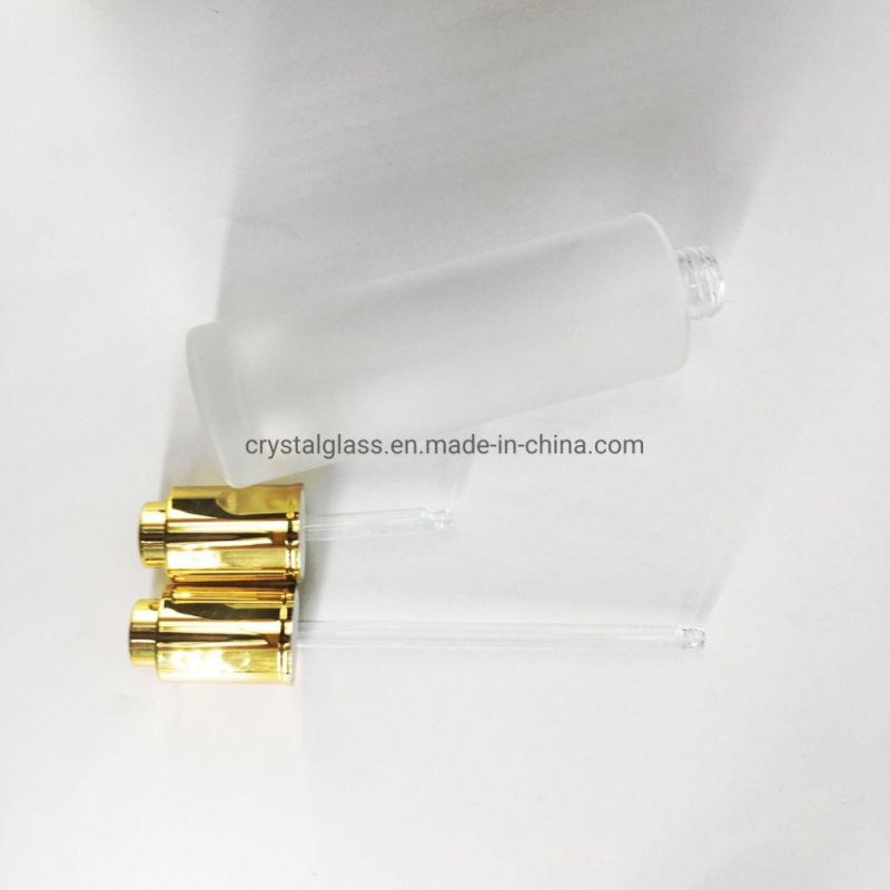 Push Button Flat Shoulder Essential Oil Bottle Customizes Frosted Cosmetic Glass Dropper Bottle