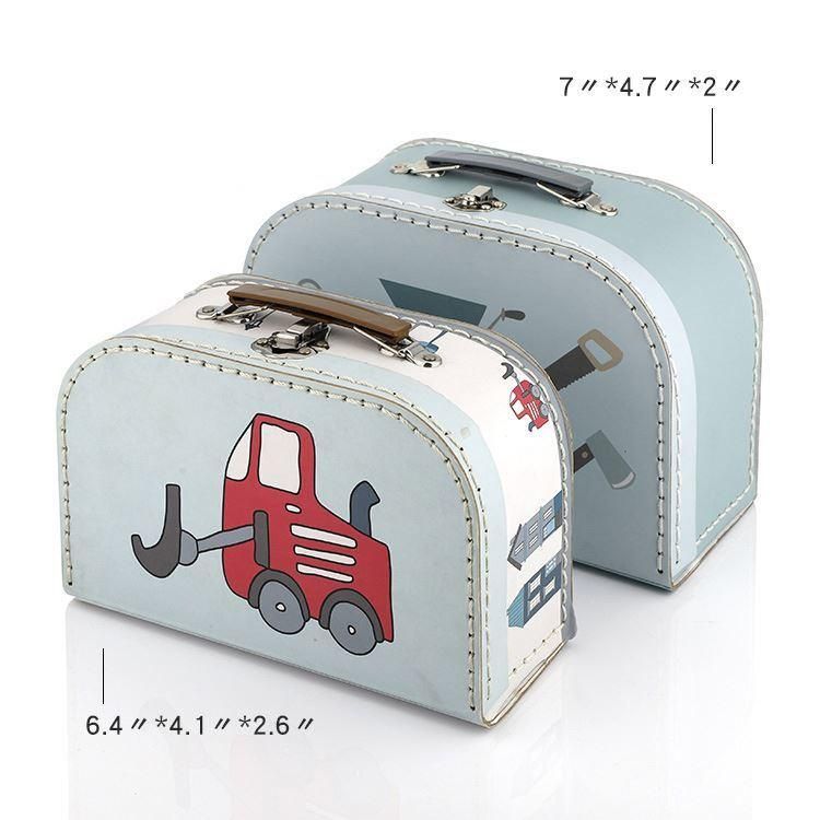 Wholesale Custom Printed Decorative Paper Cardboard Suitcase Storage Box with Handle