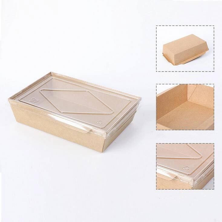 Wholesale White Brown Color Oilproof Salad Box Customized Environmentally Friendly Kraft Pulp Paper Meal Box Pasta Box Rice Meal Container