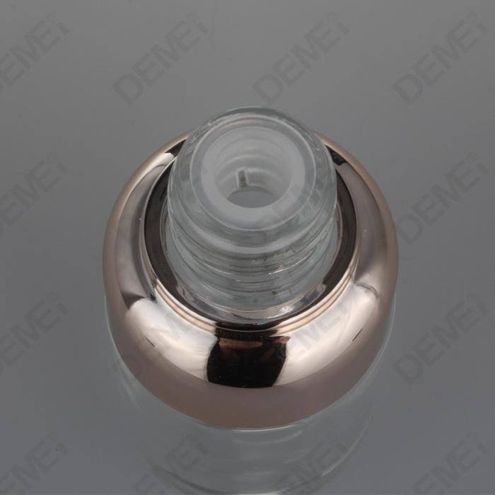 30ml Cosmetic Packaging Round Aluminum Shoulder Glass Dropper Bottles with 20mm Silver Aluminum Ruber Pipette Dropper Cap