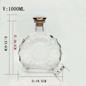 1 Liter Liquor Brandy Bottle Glass Xo Bottle for Spirits