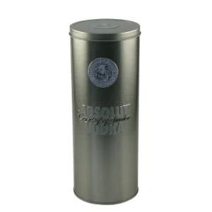 Embossing-Letter Round Tin Wine Box with Cover --Nc2530