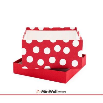 Minwell Made in China Recycled Paper Gift Paper Boxes Nested Squared Boxes Dots Printing with Lids